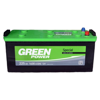 Аккумулятор GREEN POWER - 225 + лівий (1400 пуск)