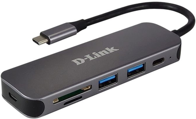 Hub USB D-Link DUB-2325 5-in-1 USB-C with Card Reader Silver