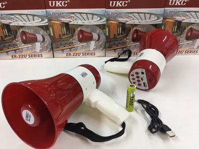 Мегафон громкоговоритель рупор ручной Red  POWER MEGAPHONE UKC ER-22U (FG22)