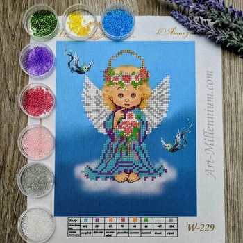 Набір для вишивання бісером Art-Millennium. NW-229 Ангел з квітами