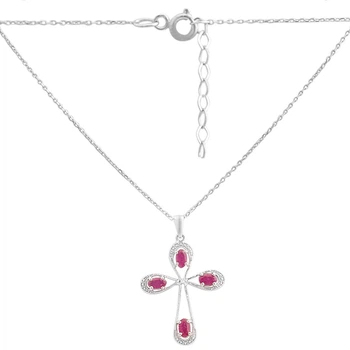 Серебряное колье с натуральным рубином 1.329ct, вес изделия 3,89 гр (2167624)