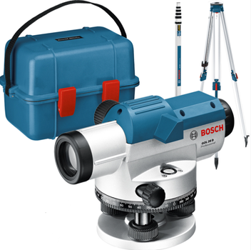 Оптический нивелир Bosch GOL 26D + строительный штатив BT160 + измерительная рейка GR500 (0601068002)