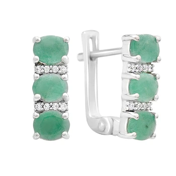 Серебряные серьги с натуральным изумрудом 2.106ct, фианитами (2162230)