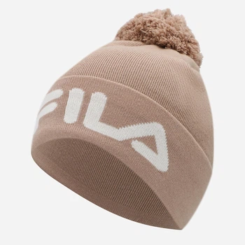 Дитяча зимова шапка-біні з помпоном для дівчинки FILA 123411-CW 52-54 Бежевий/Білий (990055136826_2999001649593)