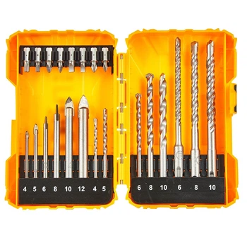 Набор сверла по бетону сверла по стеклу INGCO AKDL12201 биты 22 шт желтый с черным (4-56-AKDL12201)