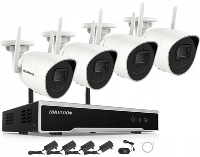 Комплект відеоспостереження Wi-Fi 2 Мп Hikvision NK42W0H на 4 камери зі звуком