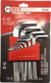 Набор ключей Forcekraft Г-образных 6-гранных (1.5-14 мм) 12 предметов (FK-5127)