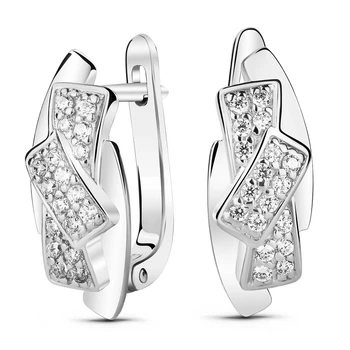 Серебряные серьги с фианитами Сафари