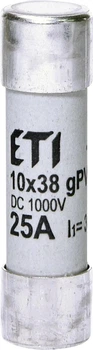 Плавкий запобіжник ETI 25A gPV CH10x38 DC 1000V (30kA) постійний струм (002625139)