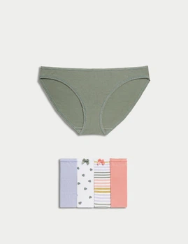 Набор хлопковых трусиков Marks&Spencer бикини 18(46) 5 шт разноцветный coral mix 0048