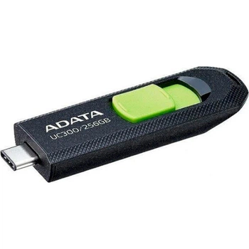 Флэш-накопитель слайдер Flash ADATA USB 3.2 Gen1 UC300 Type-C/256Gb/Black/Green (ACHO-UC300-256G-RBK/GN)