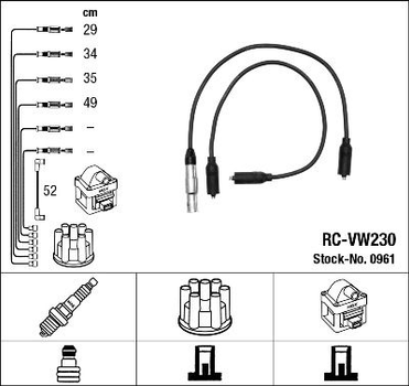 Комплект высоковольтных проводов NGK (RC-VW230)