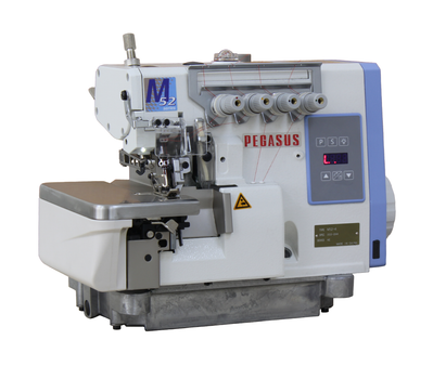 Промышленный оверлок Pegasus M52-4/333-2X4/AE 4-ниточный, высокоскоростной, со встроенным сервомотором и автоматическим подъемником кавычки