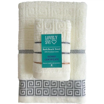 Набор 2 жаккардовые полотенца Lovely Svi для ванной, отелей, SPA, саун 70х140 см + 35 х 75 см Версаче Бежевый