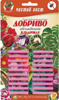 Удобрение в палочках Чистый лист от вредителей 20 шт Kvitofor