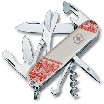 Нож Victorinox Climber Ukraine 91мм/14функ/Вышиванка/белый