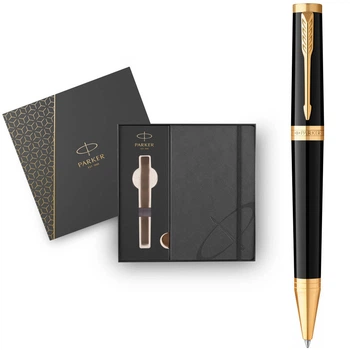 Набор Parker INGENUITY Black Lacquer GT BP шариковая ручка и блокнот Black Lacquer Золотистый 60 032b24