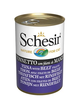 Влажный корм Schesir Tuna with Beef Fillets для котов тунец с филе говядины в желе 140 г х 6 шт