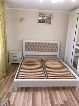 Кровать ВАРШАВА спальное место 1,6*2 из массива бука Белый мягкая спинка