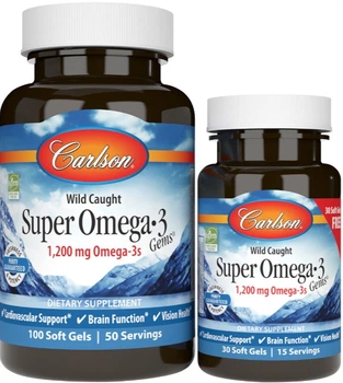 Омега 3 Carlson Super Omega 3 Gems 100 30 капс