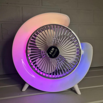 Вентилятор электрический USB 3-скоростной с цветной подсветкой 180° бесшумный RGB