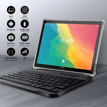 Планшет 10.1" Feonal К118 4/64Gb 4G LTE 2-SIM 8 ядер Android 13 6000 mAh Черный