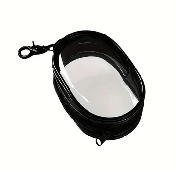 Мини ключница овал, прозрачная, черный кант