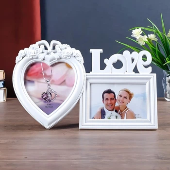 Фоторамка настольная двойная 15x15 см и 10x15 см, Love, Белая