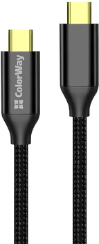 Кабель ColorWay Type-C - Type-C USB3.2 20Gbps 4K PD100W Gen2 5А 1 м Black (CW-CBPDCC062-BK)
