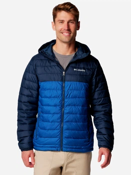 Куртка демісезонна з капюшоном чоловіча Columbia Omni-Heat Powder Lite II Hooded Jacket 2086941-433 S Синя (0990054915118_0195981169973)