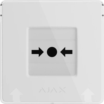 Беспроводная настенная кнопка для активации пожарной тревоги Ajax Manual Call Point jewelle Белая (000044796)