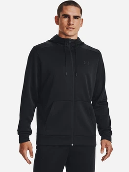 Толстовка на флісі, на блискавці чоловіча Under Armour Ua Armour Fleece Fz Hoodie 1373357-001 L Чорна (195253820878)