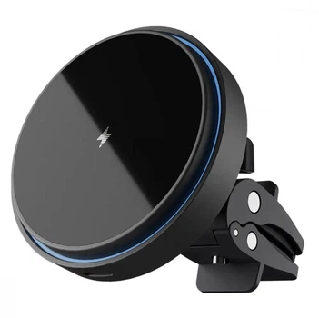 Автодержатель с беспроводной зарядкой Proove Light Circle 15W автомобильный магнитный держатель на дефлектор