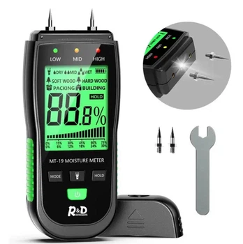 Цифровой гигрометр - измеритель влажности древесины R&D MT19 тестер влажности строительных материалов с ЖК-дисплеем (89098446)