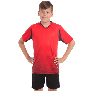 Форма футбольная детская комплект футболка и шорты SP-Sport Rhomb 11B 24 красный-черный