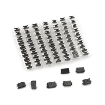 Набор SMD диодов выпрямляемых и Шотки (1N400x, SS) 90 шт Комплект полупроводников для ремонта электроники и Arduino
