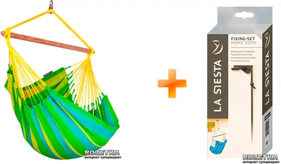 Стілець-гамак La Siesta Sonrisa Lime (SNC14-4) + Комплект La Siesta для кріплення підвісних стільців у подарунок!