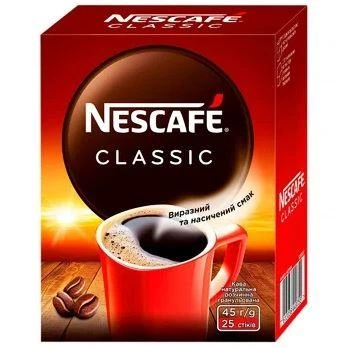 Кава розчинна Nescafe Classic у стіках 25шт х 1.8г