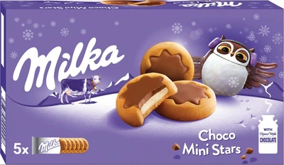 Печенье Milka Choco Mini Stars в форме звезды с начинкой 185 гр