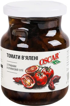 Томати в'ялені Oscar foods з травами в оливковій олії 230 г (8422243111299)
