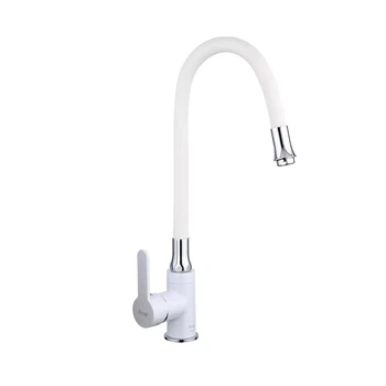 Смеситель для кухни Frap F4041 с гибким изливом, белый/хром