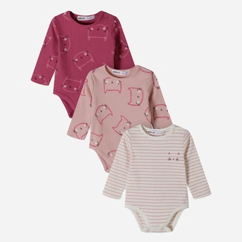 Набір дитячих боді 3 шт для новонароджених дівчаток Minoti 21babyrib3 41043BAB 50-56 см Різнокольоровий (5063025341669)