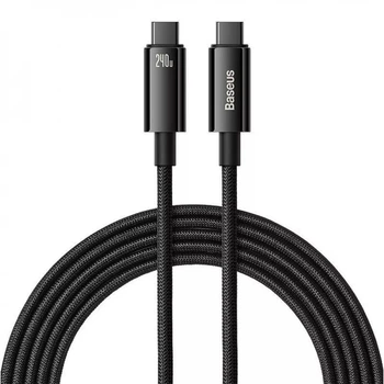 Кабель быстрой зарядки «Type-C to Type-C» Baseus Tungsten Gold 240W PD3.1 3m Fast Charging Data Cable, чёрный