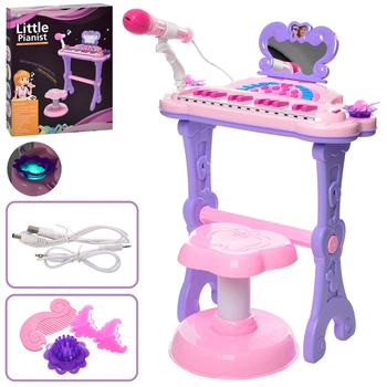 Дитячий синтезатор піаніно Little Pianist J92-01 на ніжках, зі стільчиком, мікрофон, 25 клавіш
