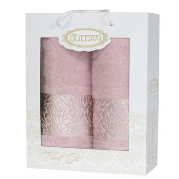 Набор из 2-х махровых полотенец Gulcan. Cotton Frower Ornament Pink-50х90+70х140 (2 предмета)