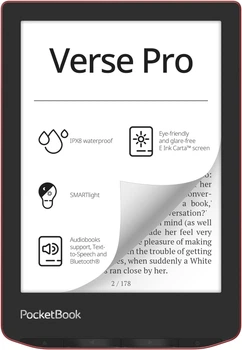 Электронная книга 6" Pocketbook Verse Pro / 16Gb / Wi-Fi / Bluetooth / Сенсорный E-Ink экран (1448 х 1072) / Настраиваемая яркость / Влагозащищенность IPX8 / Динамики (PB634-3-CIS) b1