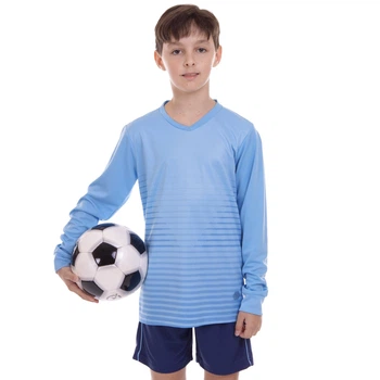 Форма футбольна дитяча комплект лонгслів та шорти (поліестер, розмір 24, Синьо-блакитний) (CO-1908B-1_Блакитний-синий_24)