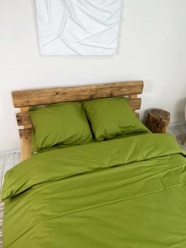 Комплект постельного белья Поплин двуспальный 220х180 см Green olive Зелёный