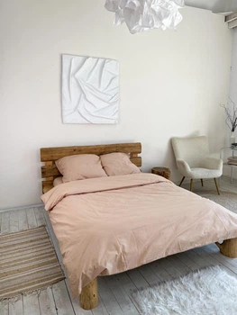 Комплект постільної білизни Поплін полуторний 220х150 см Honey beige Бежевий