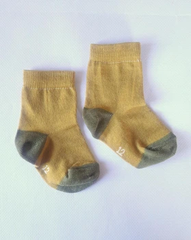 Термоноски детские BabyKo Merino. Носки из шерсти мериноса 90%. Размер 12. Горчично-зеленые.